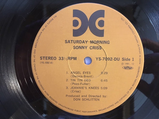 Sonny Criss : Saturday Morning (LP, Album, RE)