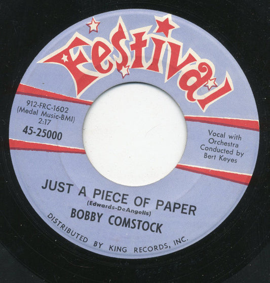 Bobby Comstock : Just A Piece Of Paper / The Garden Of Eden (7", Single)