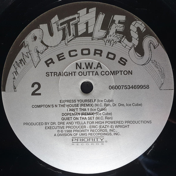 N.W.A* : Straight Outta Compton (LP, Album, RE, RP, 180)