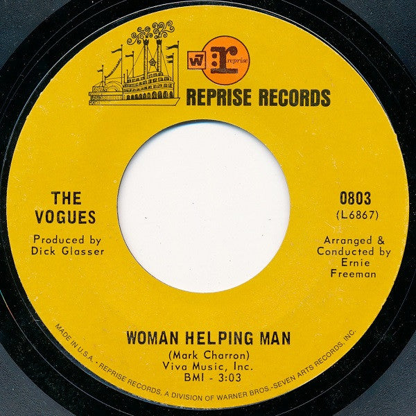 The Vogues : Woman Helping Man (7", Single, Styrene, Pit)