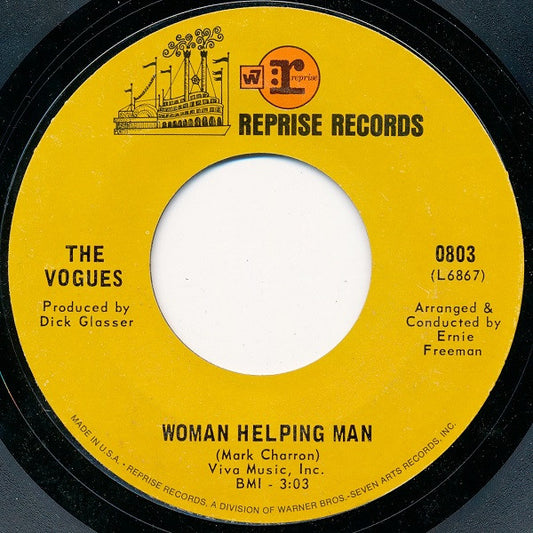 The Vogues : Woman Helping Man (7", Single, Styrene, Pit)
