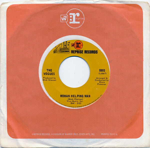 The Vogues : Woman Helping Man (7", Single, Styrene, Pit)