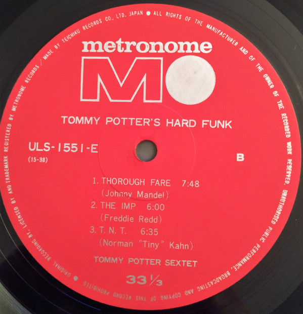 Tommy Potter : Tommy Potter's Hard Funk (LP, Mono)