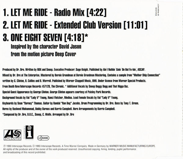 Dr. Dre : Let Me Ride (CD, Single)