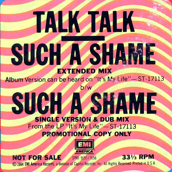 Talk Talk : Such A Shame (12", Single, Promo)