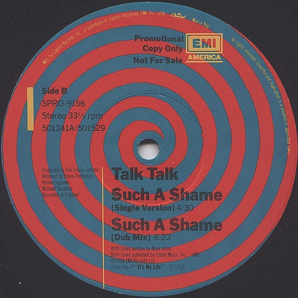 Talk Talk : Such A Shame (12", Single, Promo)