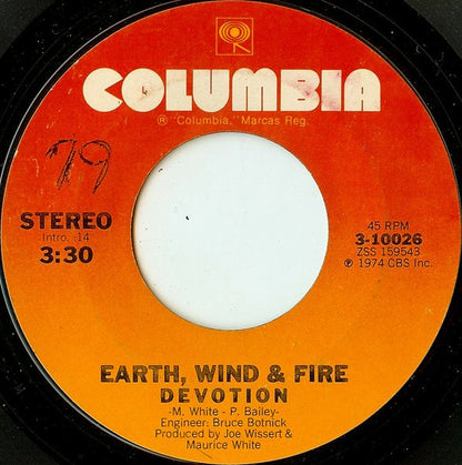 Earth, Wind & Fire : Devotion (7", Single, Styrene)