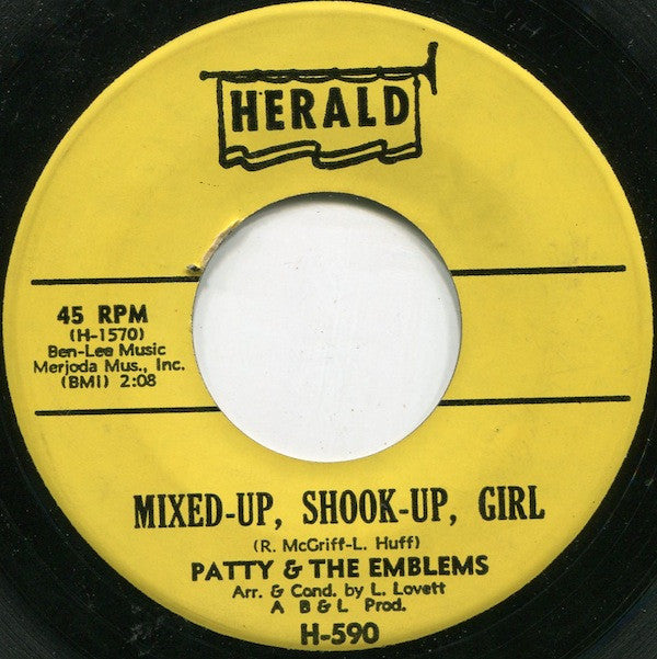 Patty & The Emblems : Mixed-Up, Shook-Up, Girl / Ordinary Guy (7", Single)