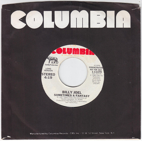 Billy Joel : Sometimes A Fantasy (7", Single, Promo, Ter)