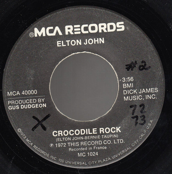 Elton John : Crocodile Rock (7", Single, RP)