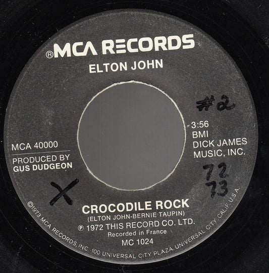 Elton John : Crocodile Rock (7", Single, RP)