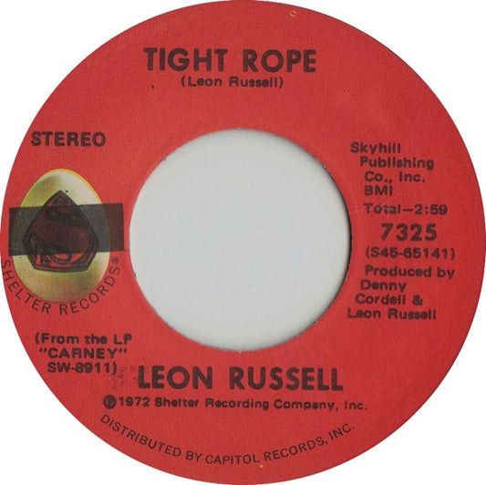 Leon Russell : Tight Rope / This Masquerade (7", Win)