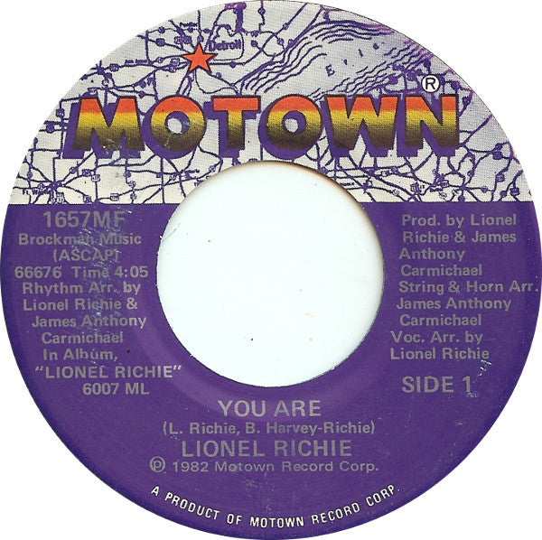 Lionel Richie : You Are (7", Single)
