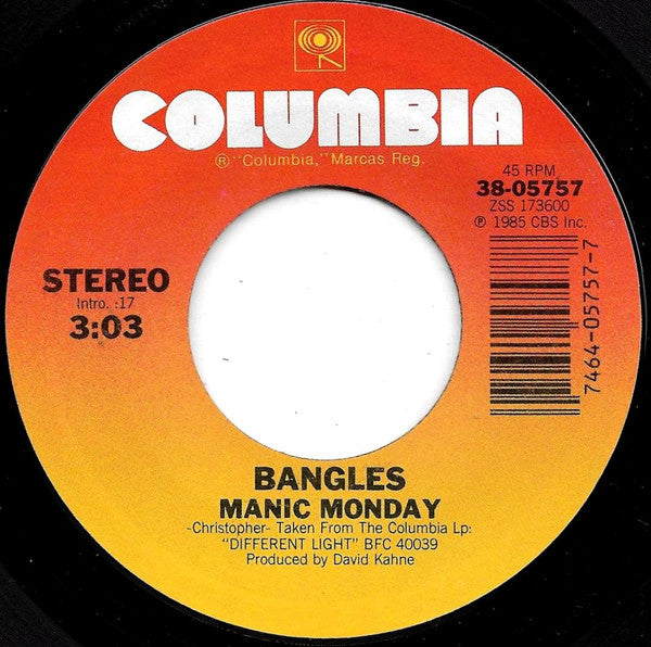 Bangles : Manic Monday (7", Single, Styrene, Car)