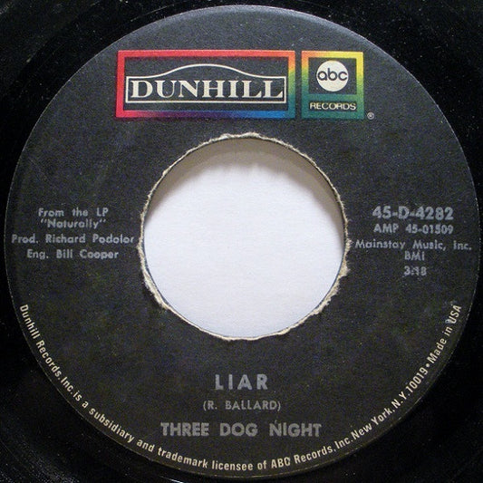 Three Dog Night : Liar (7", Single)