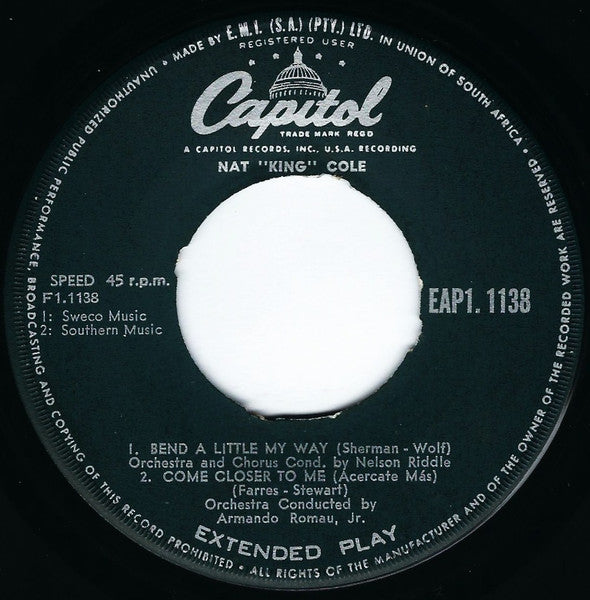 Nat "King" Cole* : Non Dimenticar (7", EP, Mono)