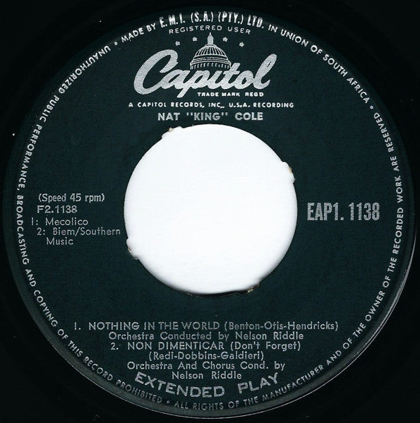 Nat "King" Cole* : Non Dimenticar (7", EP, Mono)