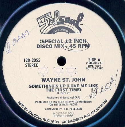 Wayne St. John : Something's Up (Love Me Like The First Time) (12", Promo)