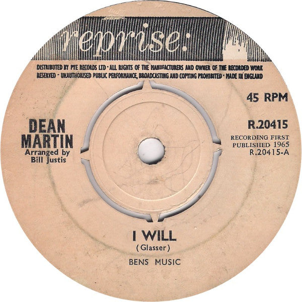Dean Martin : I Will (7", 4-p)