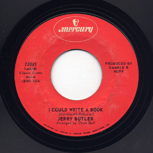 Jerry Butler : I Could Write A Book / Since I Lost You Lady (7", Mono, Styrene, Mer)