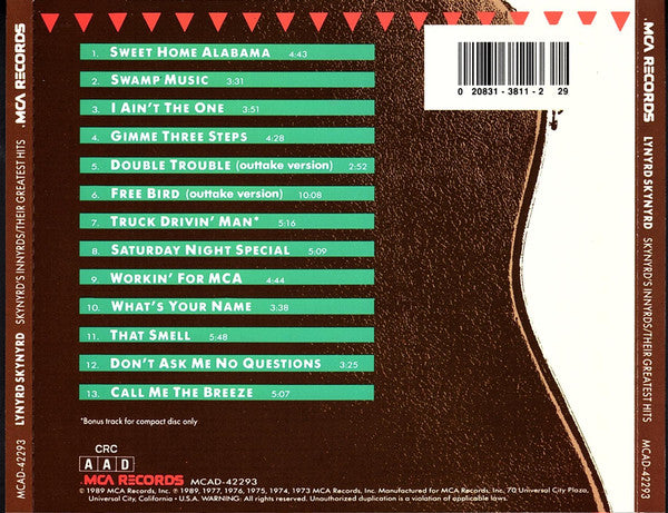 Lynyrd Skynyrd : Skynyrd's Innyrds/Their Greatest Hits (CD, Comp, Club, RE, WEA)