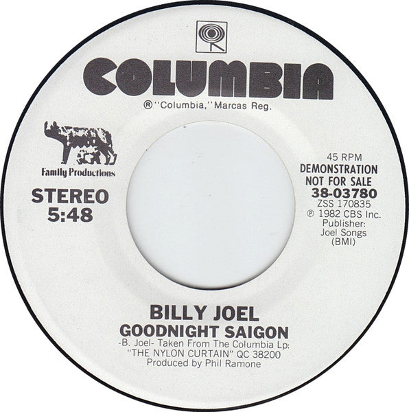 Billy Joel : Goodnight Saigon (7", Promo, Pit)