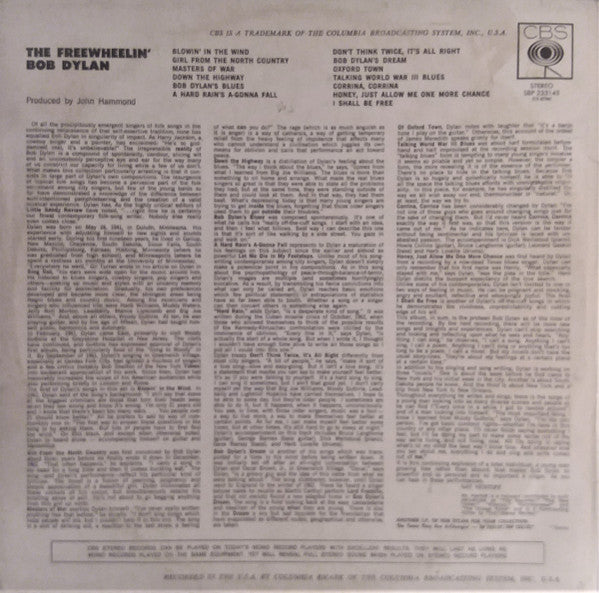 Bob Dylan : The Freewheelin' Bob Dylan (LP, Album)