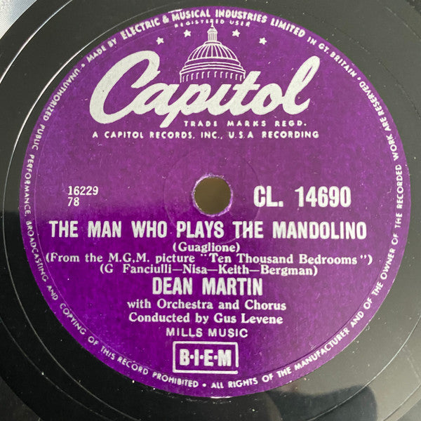 Dean Martin : I Know I Can't Forget / The Man Who Plays The Mandolino (Guaglione) (Shellac, 10")