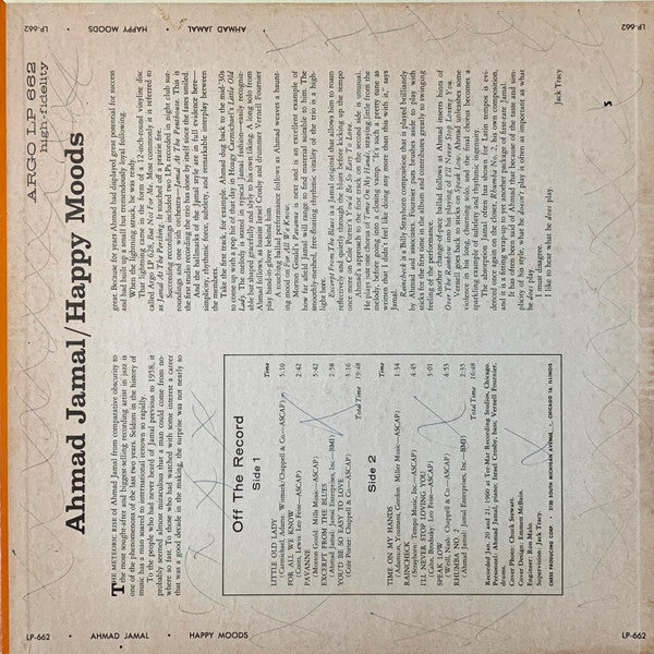 Ahmad Jamal : Happy Moods (LP, Album, RP, Ter)