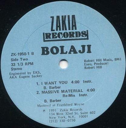 Bolaji : I Want You / Massive Material (12")