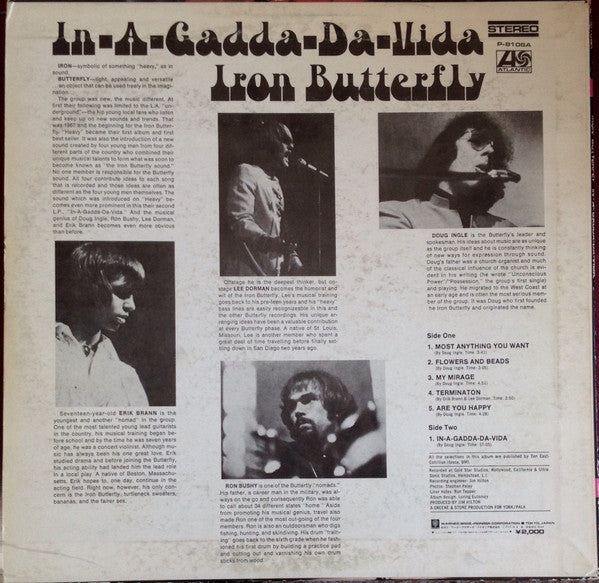Iron Butterfly : In-A-Gadda-Da-Vida (LP, Album, RE)