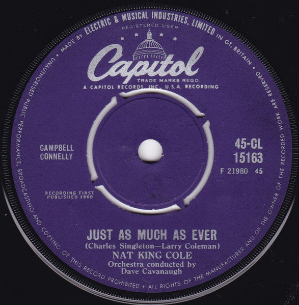 Nat King Cole : Just As Much As Ever (7", Single)