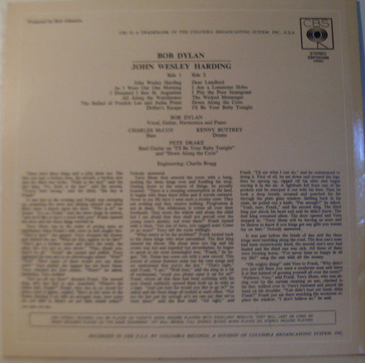 Bob Dylan : John Wesley Harding (LP, Album, RE)