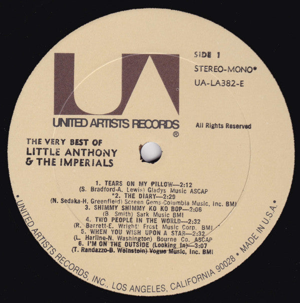 Little Anthony & The Imperials : The Very Best Of Little Anthony & The Imperials (LP, Comp, Mono, RP, All)