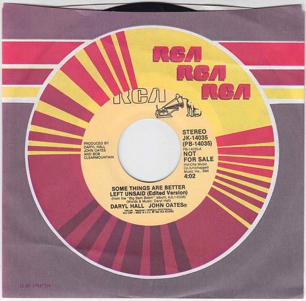 Daryl Hall John Oates* : Some Things Are Better Left Unsaid (Edited Version) (7", Promo, RCA)