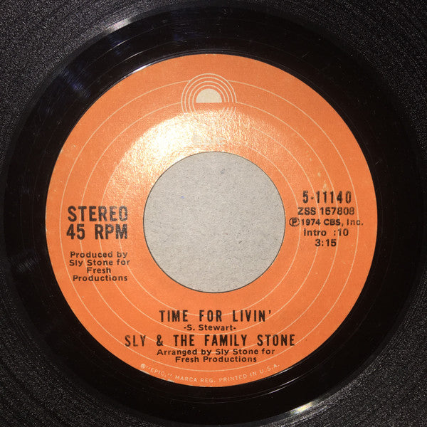 Sly & The Family Stone : Time For Livin' (7", Single)