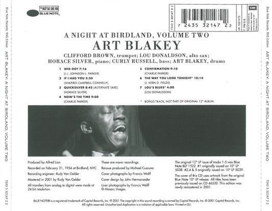 Art Blakey Quintet : A Night At Birdland, Volume Two (CD, Album, Mono, RE, RM)
