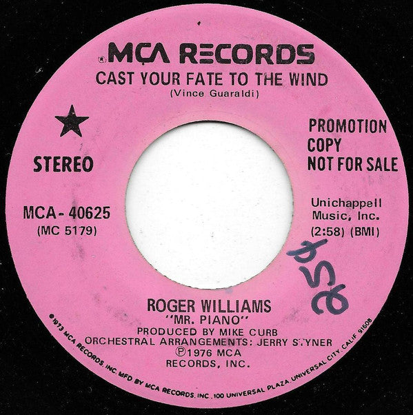 Roger Williams "Mr. Piano"* : Cast Your Fate To The Wind (7", Promo)