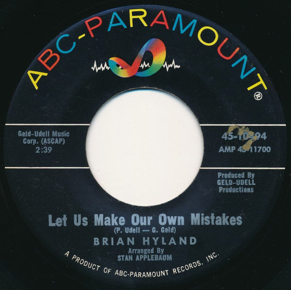 Brian Hyland : Let Us Make Our Own Mistakes (7", Single)