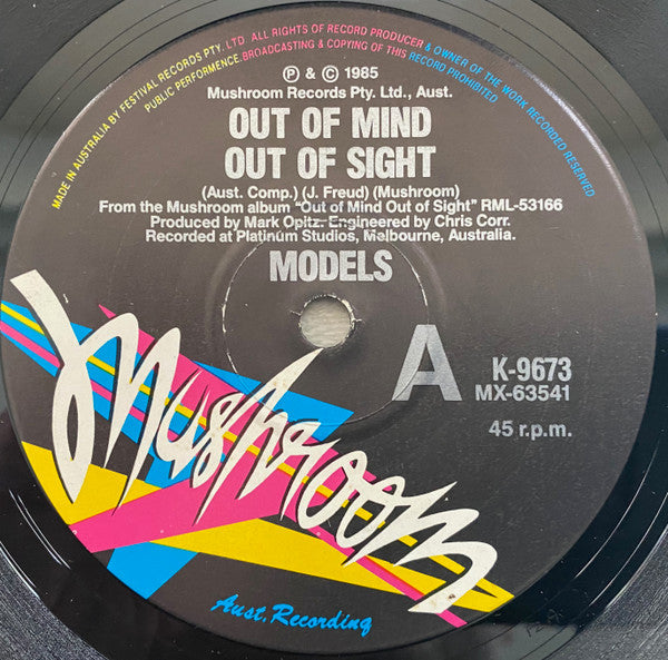 Models (2) : Out Of Mind Out Of Sight (7", Single)