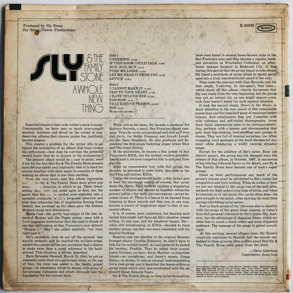 Sly & The Family Stone : A Whole New Thing (LP, Album, RE, Pit)