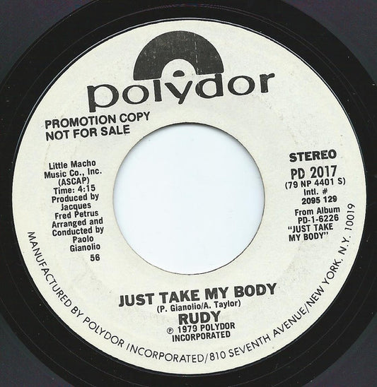 Rudy (18) : Just Take My Body  (7", Promo, (56)