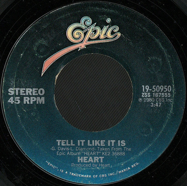 Heart : Tell It Like It Is (7", Single, Styrene, San)