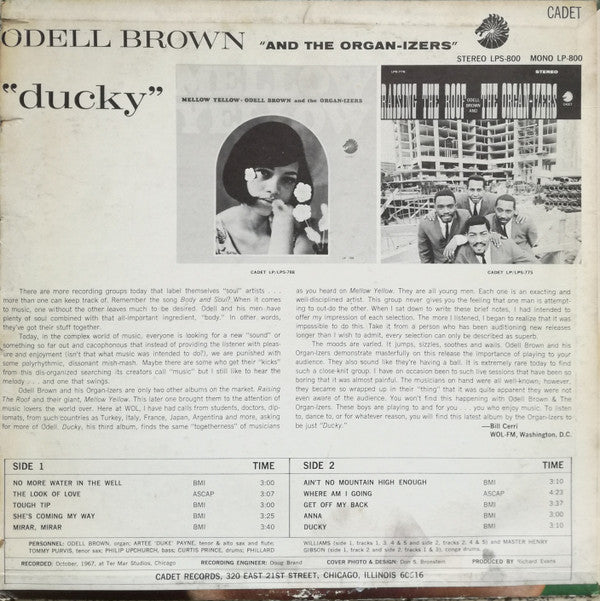Odell Brown & The Organ-izers : Ducky (LP, Album, Ind)