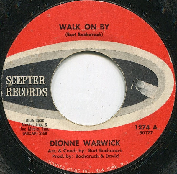 Dionne Warwick : Walk On By (7", Single, Styrene)