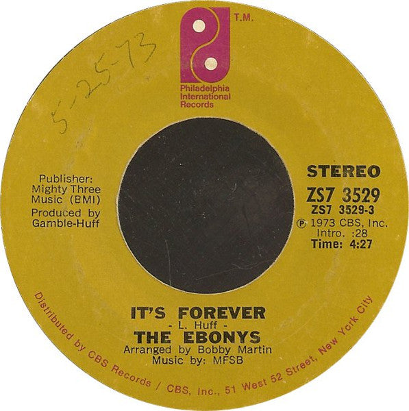 The Ebonys : It's Forever (7", Single, Styrene)