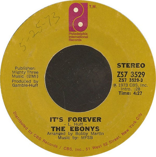 The Ebonys : It's Forever (7", Single, Styrene)