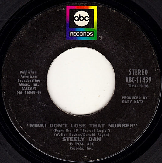 Steely Dan : Rikki Don't Lose That Number (7", Single, Styrene, Pit)