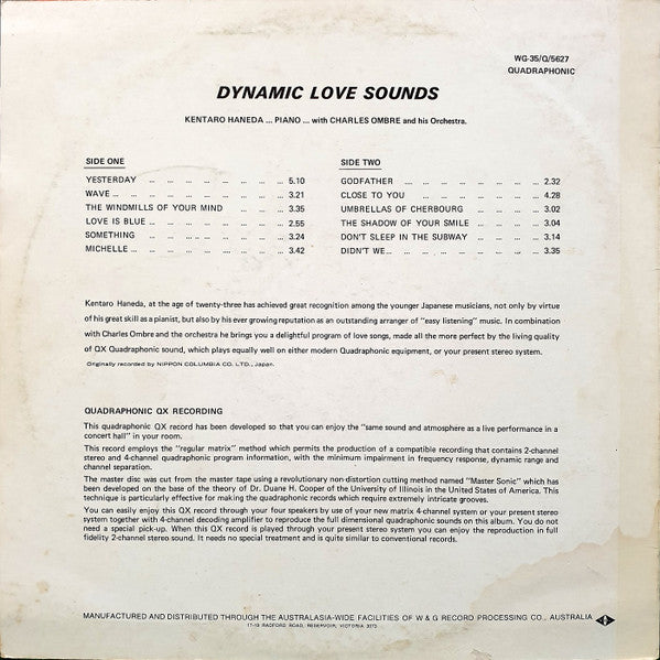 Kentaro Haneda, Charles Ombre Et Son Orchestre : Dynamic Love Sounds By Piano, Strings (LP, Album, Quad)