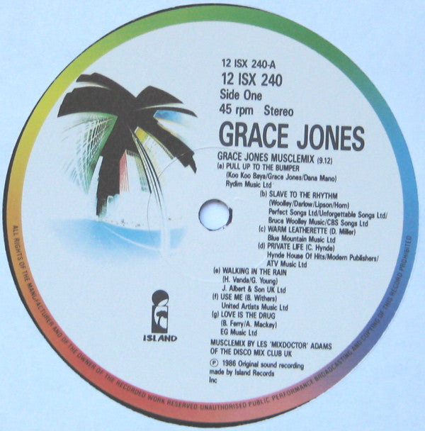 Grace Jones : Pull Up To The Bumper (A Musclemix) (A Megamix Cut-up) (12", Single)